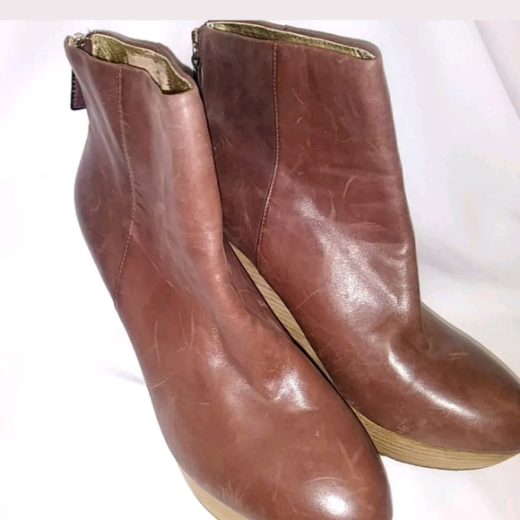 Elaine Turner Shoes - Elaine Turner Women's Brown Leather Wedge Boot